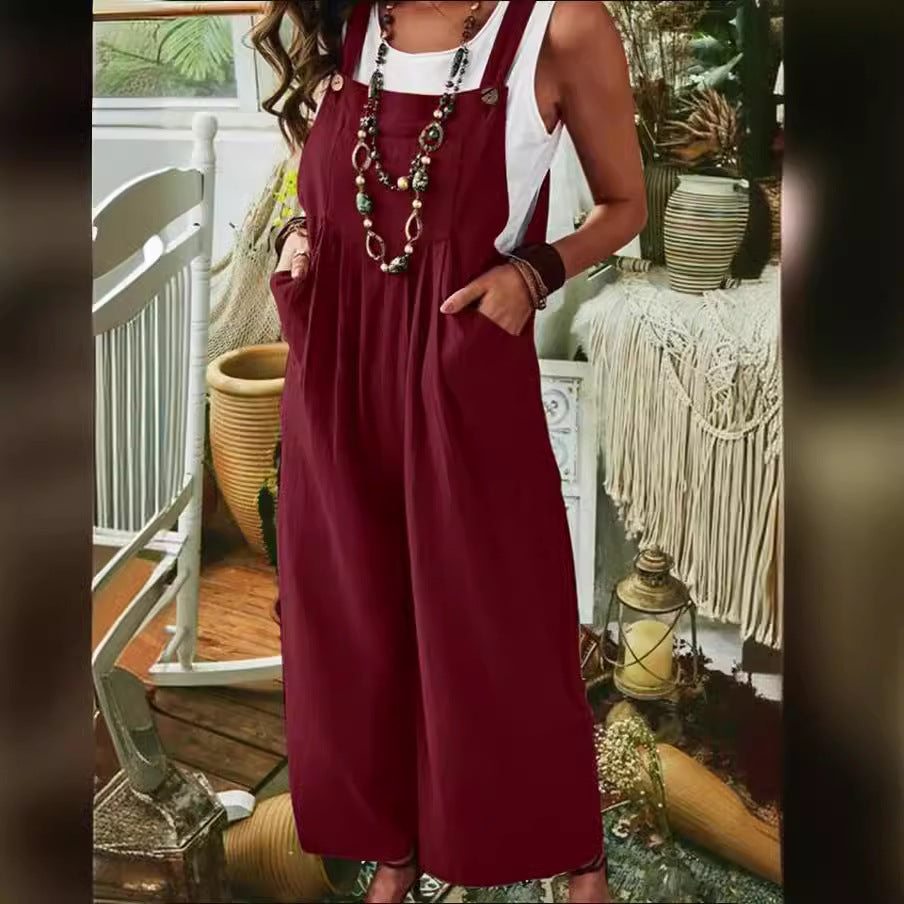 Damen Lässiger Jumpsuit mit praktischem Taschendesign und weiten Beinen