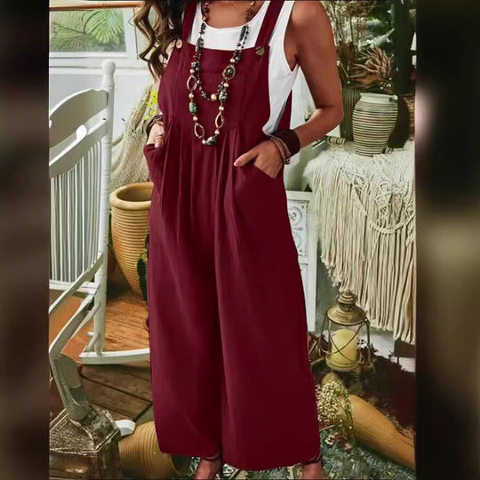 Damen Lässiger Jumpsuit mit praktischem Taschendesign und weiten Beinen