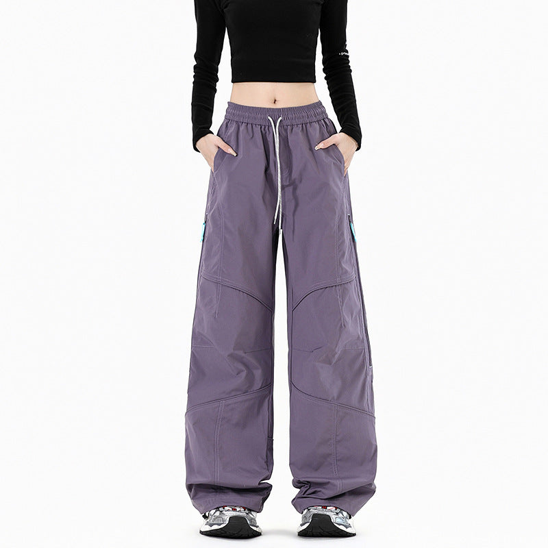 Damen Weite Utility-Cargohose mit elastischem Bund und Reißverschlusstaschen Shop Nory