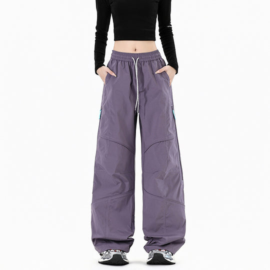 Damen Weite Utility-Cargohose mit elastischem Bund und Reißverschlusstaschen Shop Nory