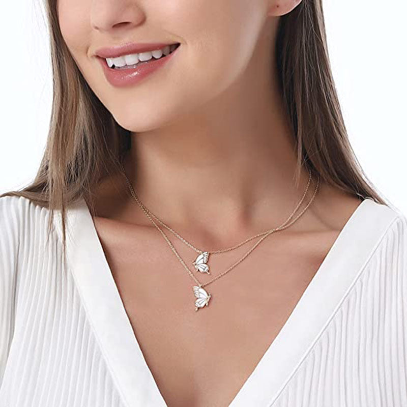 Damen Halskette mit filigranen Schmetterlings-Anhängern Shop Nory