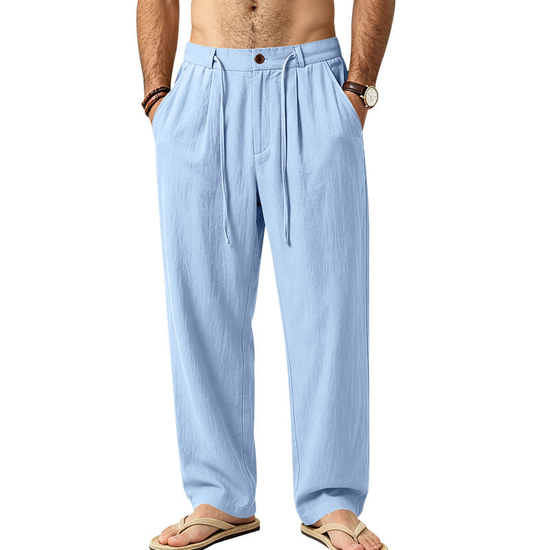 Herren Lässige Loungehose aus Leinenmischung mit Bundfalten und verdecktem Kordelzug Shop Nory