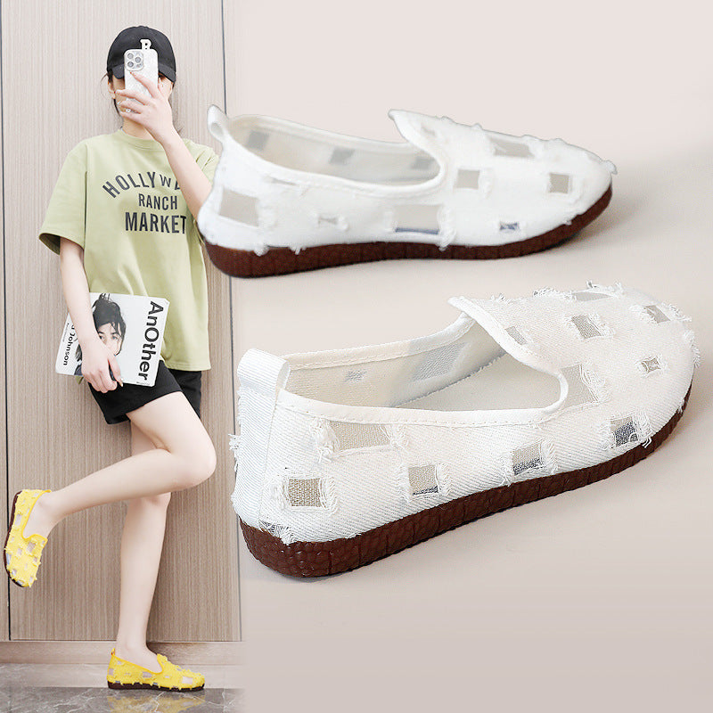 Damen modische Freizeitschuhe mit durchlässigem Obermaterial und rutschfester Sohle