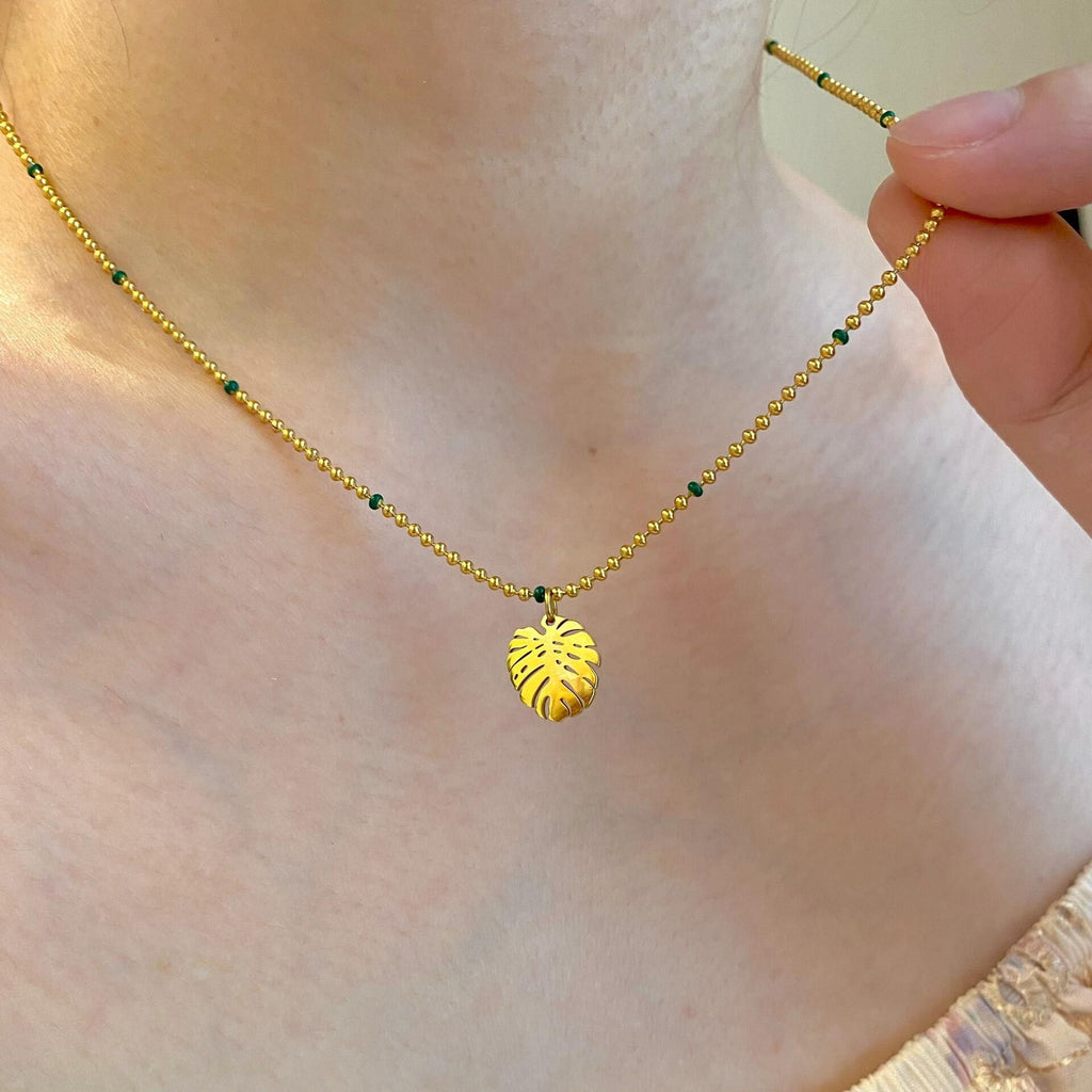 Damen Botanisches Blatt Charme Halskette Shop Nory