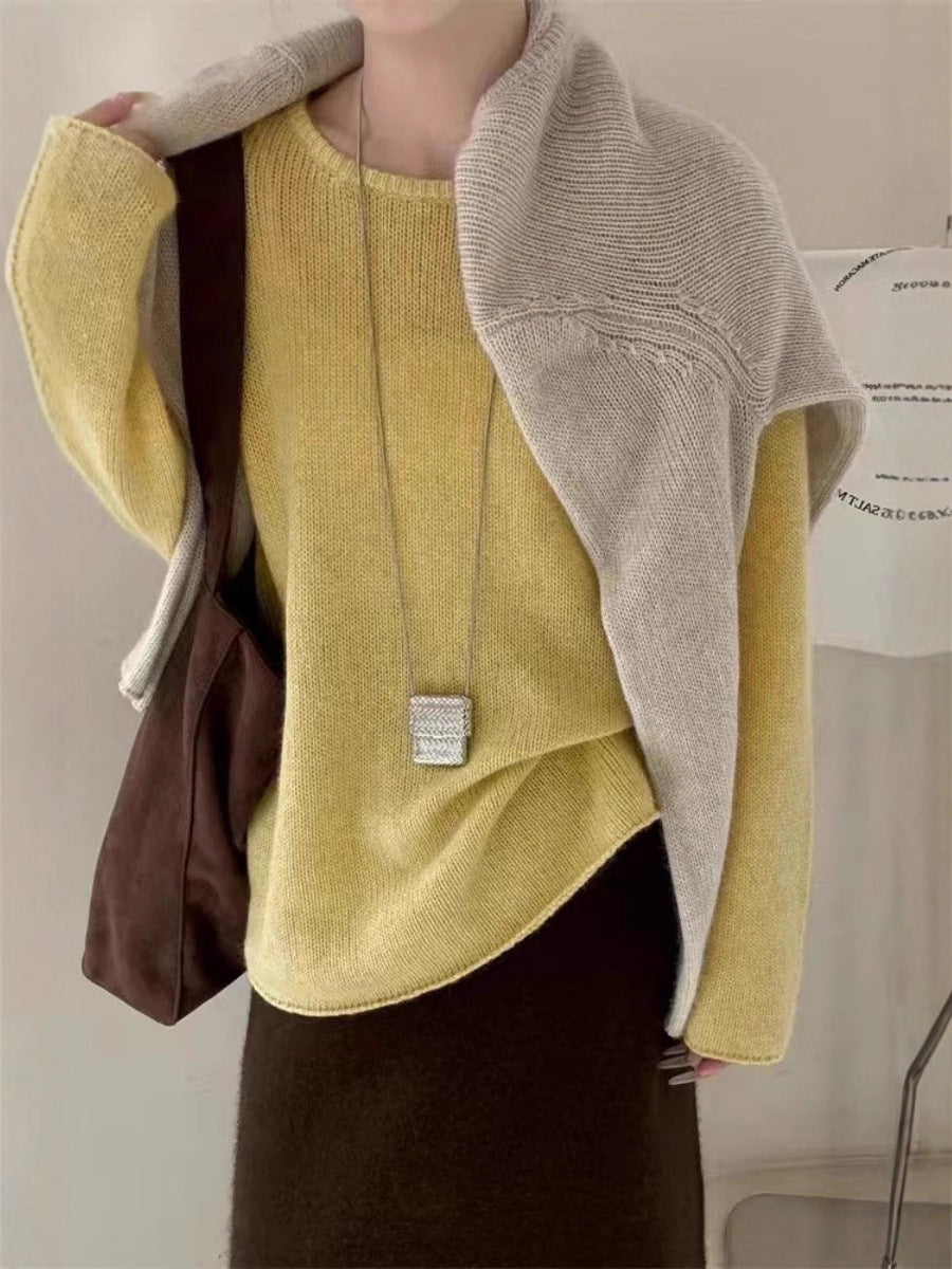 Damen Leichter Oversize-Feinstrickpullover mit Rundhals, dezentem Sheer-Effekt und gerundetem Saum Shop Nory