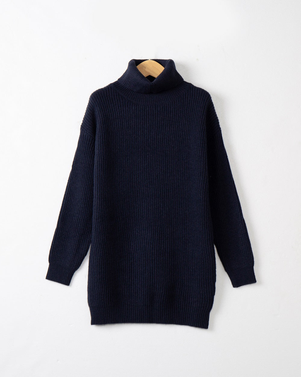 Damen Langer Rippstrick-Rollkragenpullover im Oversize-Schnitt Shop Nory