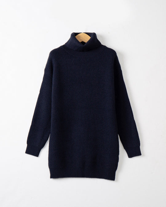 Damen Langer Rippstrick-Rollkragenpullover im Oversize-Schnitt Shop Nory