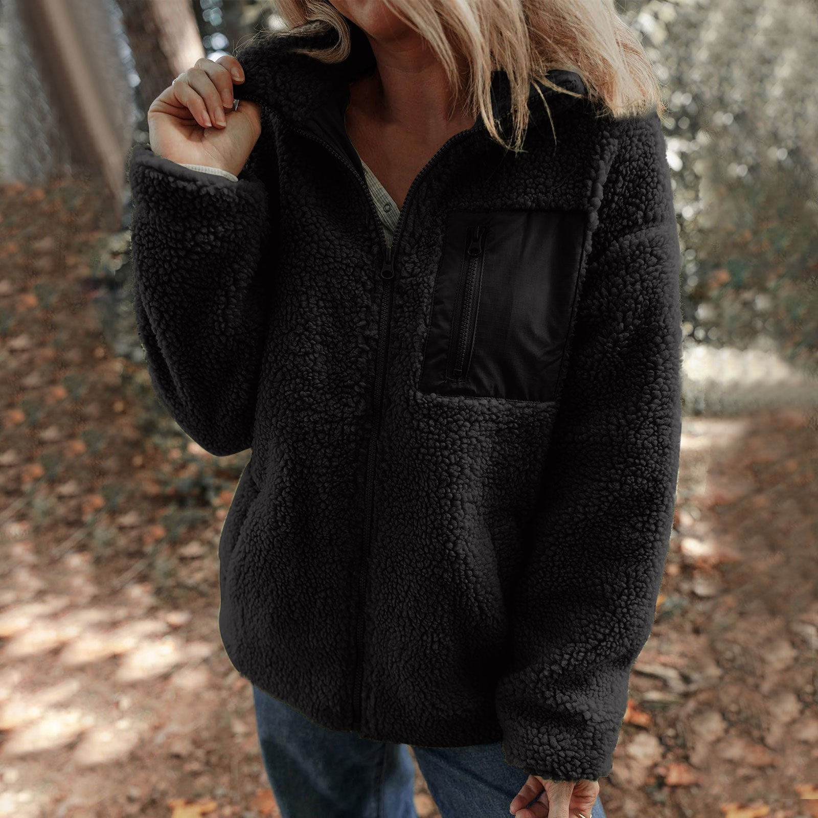 Damen Jacke mit hochabschließendem Kragen und praktischer Brusttasche