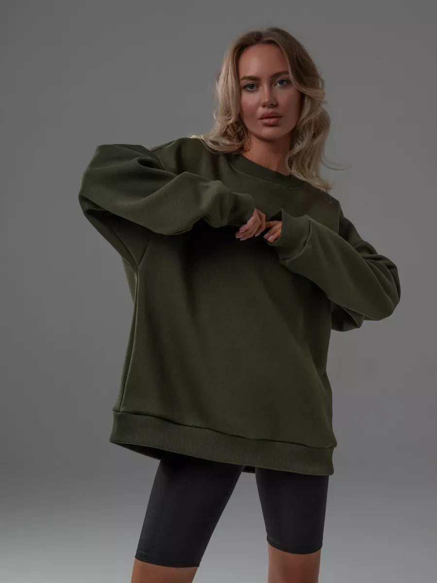 Damen oversized Sweatshirt mit Rundhalsausschnitt, French-Terry Innenfutter und überschnittener Schulter Shop Nory