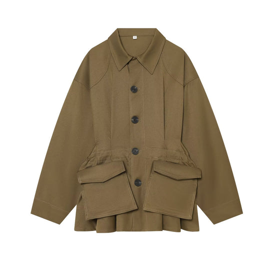 Damen Kurzjacke im Utility‑Stil mit weitem Schnitt und großen Klappentaschen Shop Nory