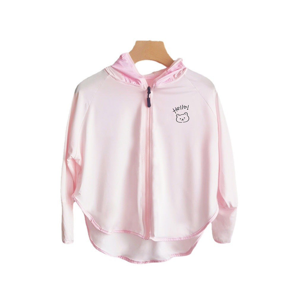 Unisex nan atmungsaktive Kinder-UV-Schutzjacke mit A-Linien-Schnitt, Kapuze und Daumenlöchern  Shopnory