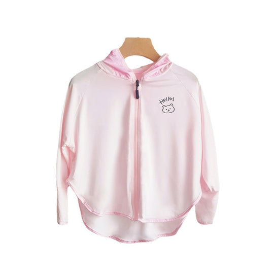 Unisex nan atmungsaktive Kinder-UV-Schutzjacke mit A-Linien-Schnitt, Kapuze und Daumenlöchern  Shopnory