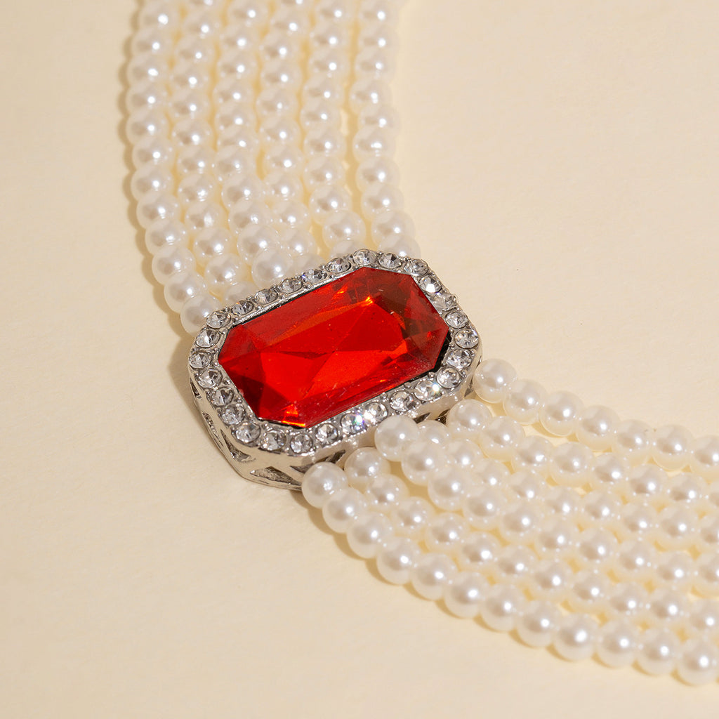Damen Perlen-Choker mit funkelndem Anhänger Shop Nory