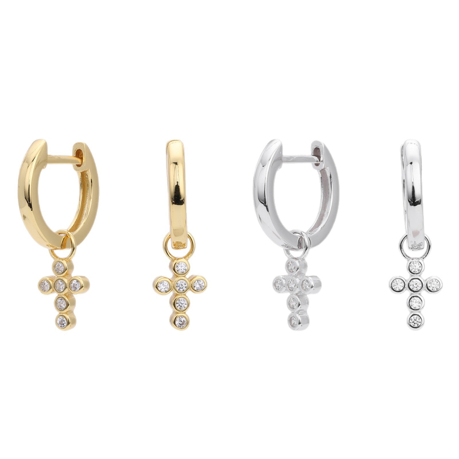 Damen Ohrringe mit funkelndem Kreuzanhänger aus 925 Sterling Silber Shop Nory