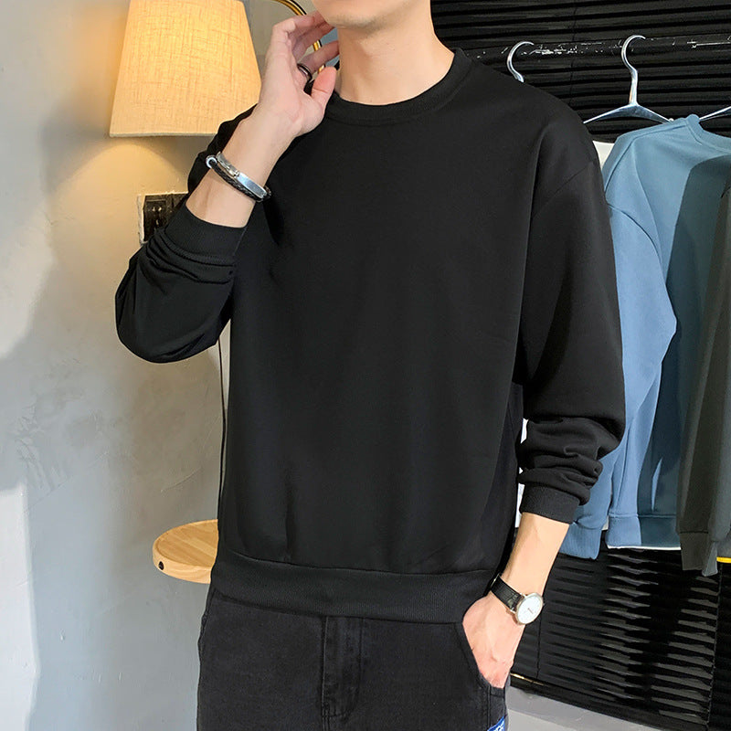 Herren Minimalistisches Rundhalsausschnitt-Sweatshirt aus Baumwollmix mit gerippten Bündchen Shop Nory