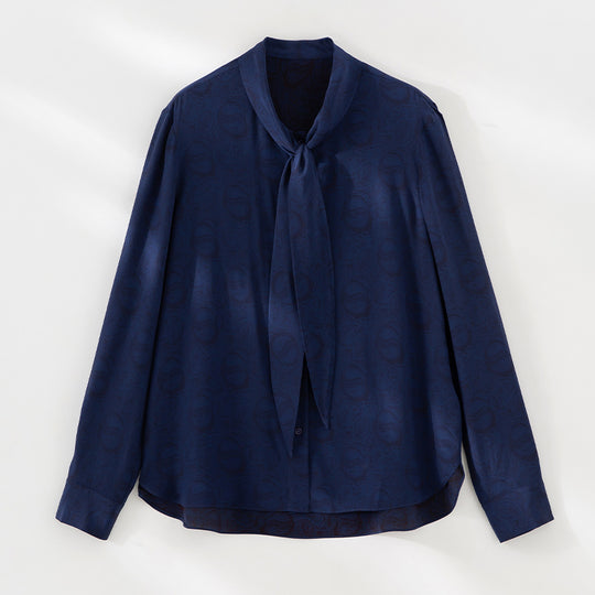 Damen Bluse mit Schleifenkragen und dezenter Jacquardstruktur Shop Nory