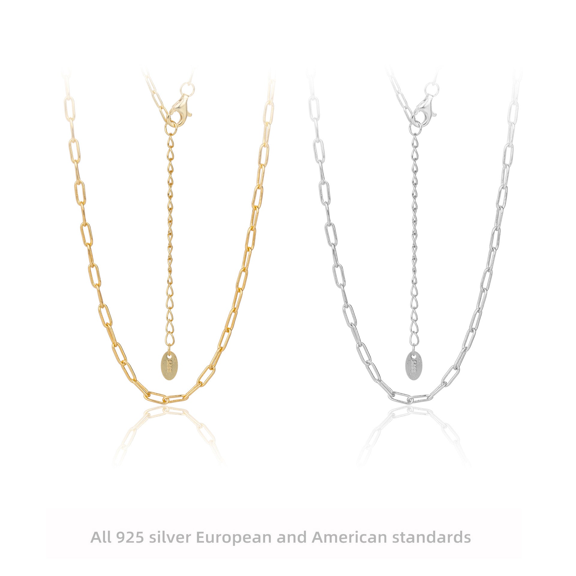 Damen Kette aus hochwertigem 925 Sterling Silber mit modernem Glieder-Design Shop Nory