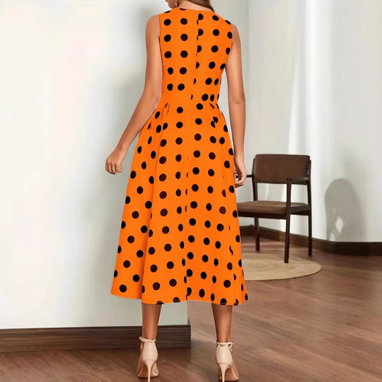 Damen A-Linie Kleid mit Polka-Dots