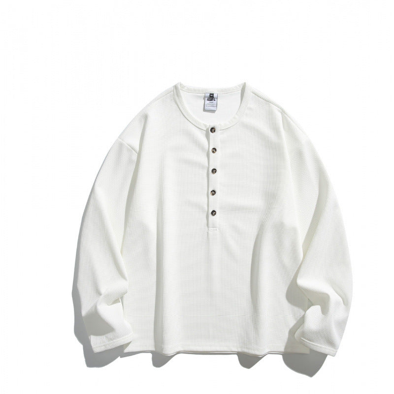 Unisex Waffelstruktur-Henleyshirt mit Knopfleiste und Oversize-Schnitt Shop Nory