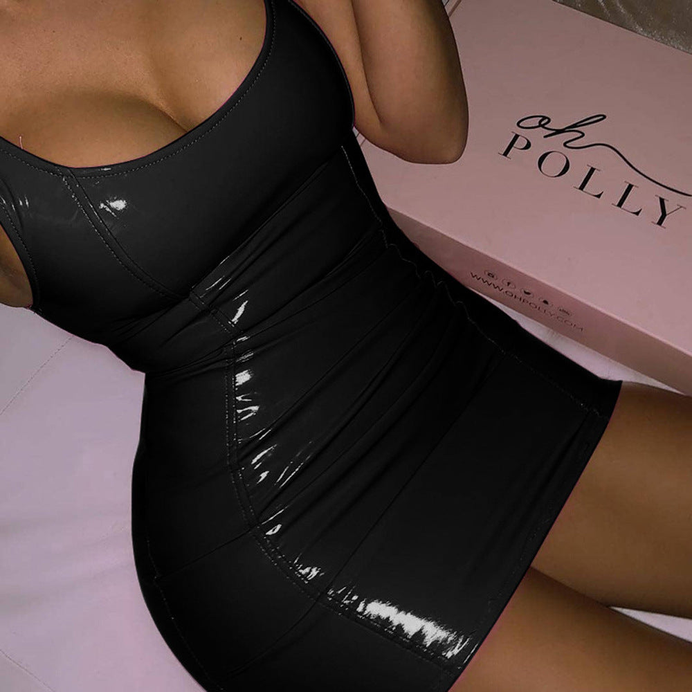 Damen figurbetontes Minikleid aus glänzendem Material