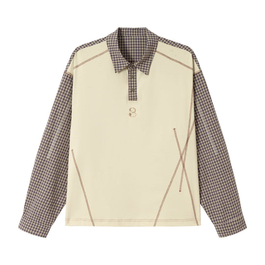 Herren Longsleeve-Polohemd mit Karoärmeln und Kontrastpanel Shop Nory