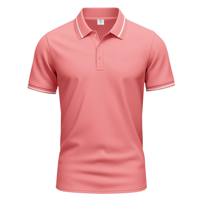 Herren nan atmungsaktives Interlock-Poloshirt mit Kontrast-Tipping, kurzer Knopfleiste und schmaler Silhouette