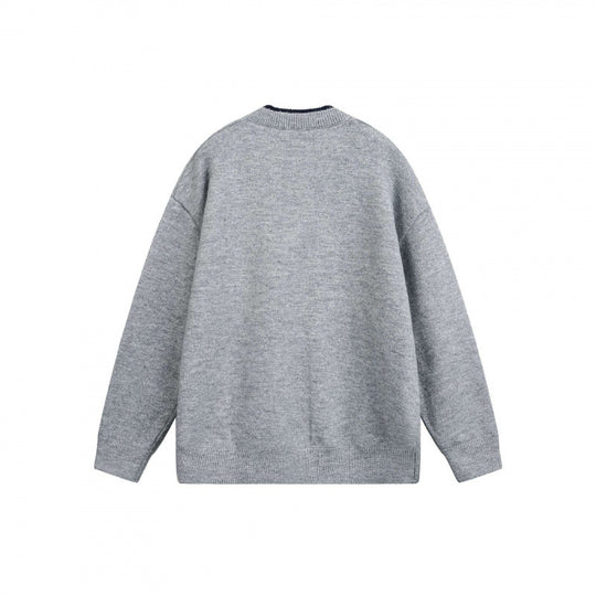 Unisex Grobgestrickter Henley-Pullover mit halber Knopfleiste und geripptem Ausschnitt Shop Nory