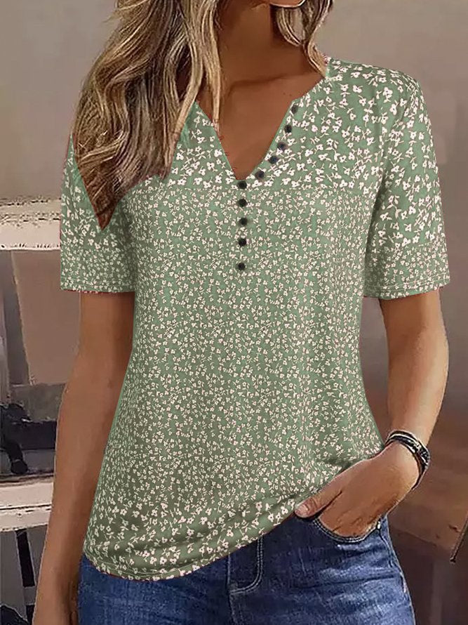 Damen Kurzarmbluse mit floralem Muster