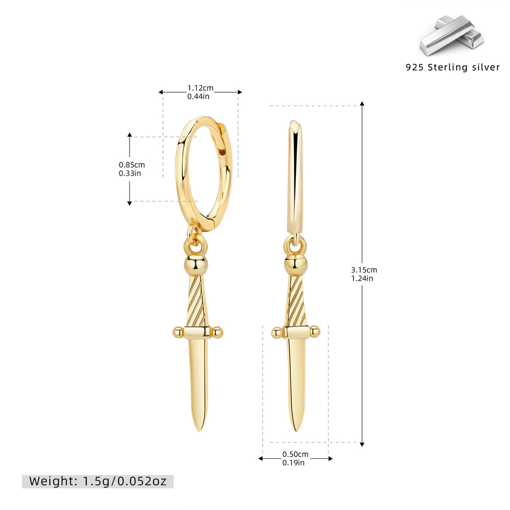 Damen Ohrhänger mit elegantem Schwertanhänger aus hochwertigem 925 Sterling Silber Shop Nory