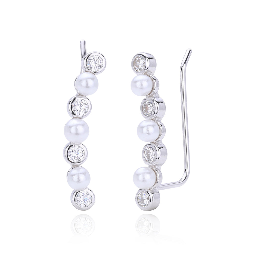 Damen Ohrstecker mit eleganter Perlen- und Zirkon-Verzierung Shop Nory