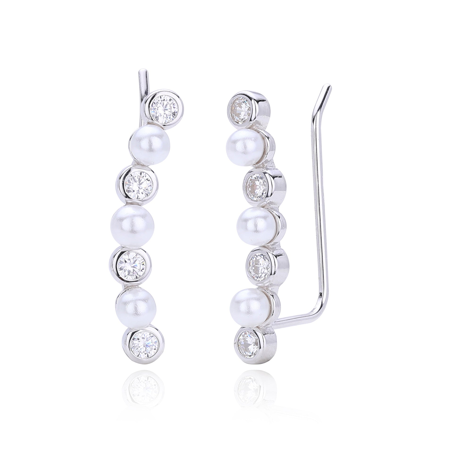 Damen Ohrstecker mit eleganter Perlen- und Zirkon-Verzierung Shop Nory
