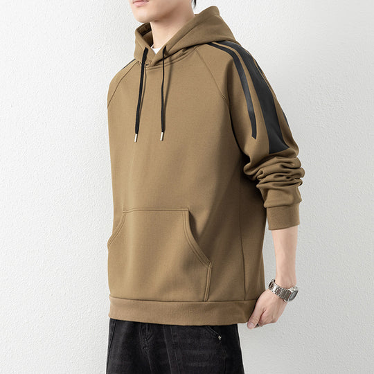Herren Kapuzenpullover mit Raglanärmeln, Kängurutasche und Kontraststreifen Shop Nory