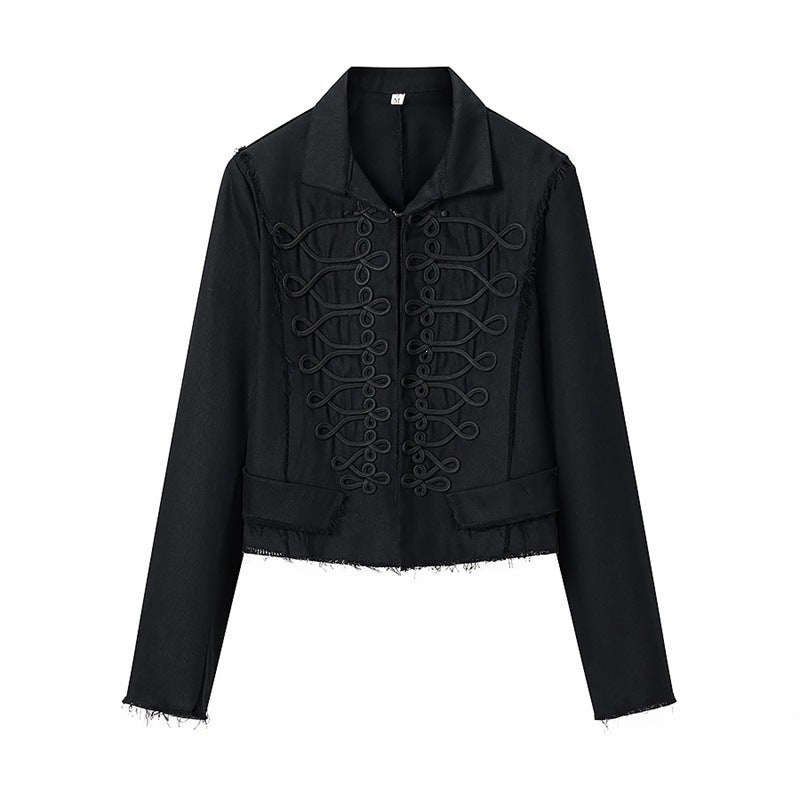Damen Gekürzte Militärinspirierte Jacke mit Tressenapplikation und fransigem Saum Shop Nory