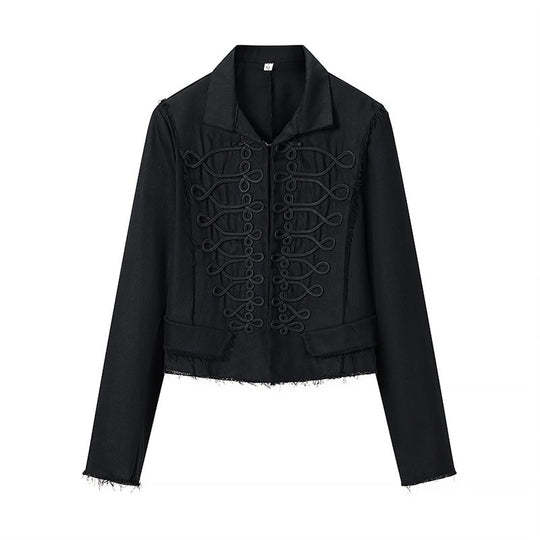 Damen Gekürzte Militärinspirierte Jacke mit Tressenapplikation und fransigem Saum Shop Nory