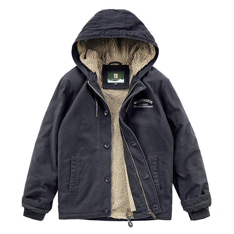 Herren Kapuzen-Canvasparka mit Teddyfleece-Innenfutter und Windschutzleiste Shop Nory