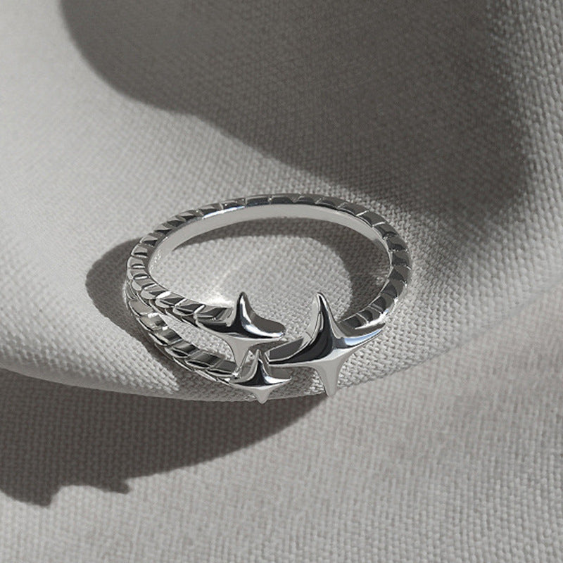 Damen Ring mit kunstvollem Stern-Design und verstellbarem Band Shop Nory