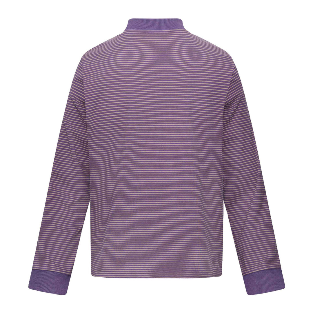 Unisex Gestreiftes Longsleeve mit Stehkragen, Oversize-Schnitt und Katzenprint Shop Nory