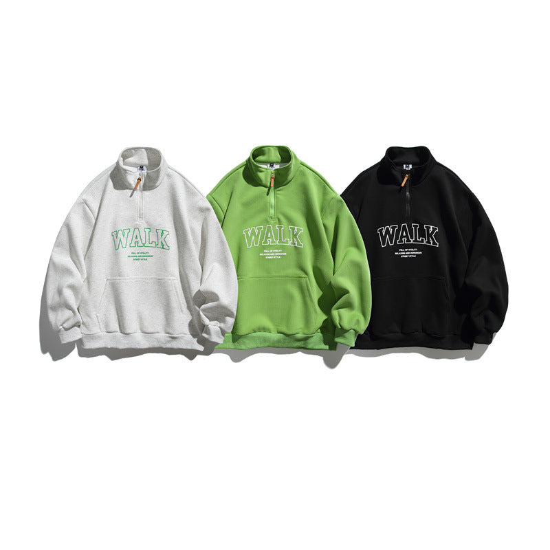 Unisex Oversize-Fleece-Halbzip-Sweatshirt mit Stehkragen und Kängurutasche Shop Nory