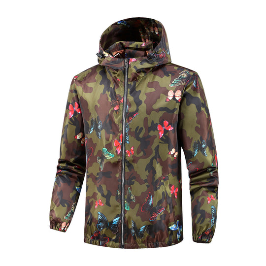 Damen Leichte Camo-Jacke mit buntem Schmetterlingsdruck Shop Nory