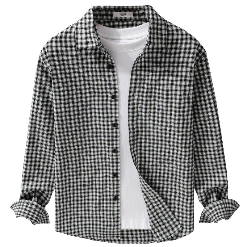 Herren Karo-Lounge-Hemdjacke aus Baumwollmix mit Relaxed-Fit und Button-Down-Front Shop Nory