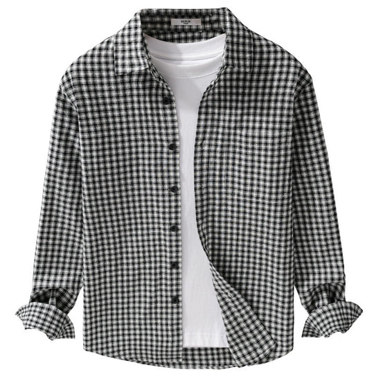 Herren Karo-Lounge-Hemdjacke aus Baumwollmix mit Relaxed-Fit und Button-Down-Front Shop Nory