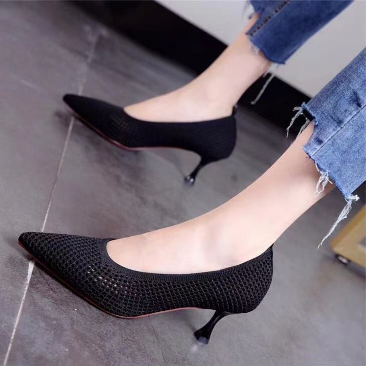 Damen elegante Spitzen-Pumps mit perforiertem Obermaterial