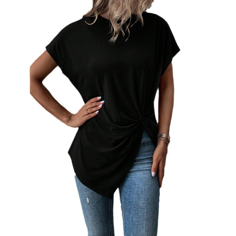 Damen Asymmetrisches Knotenshirt mit überschnittenen Schultern und Twist-Detail Shop Nory