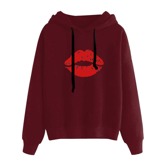 Damen nan lässiger Oversize Kapuzenpullover mit Herz‑und‑Pfotenprint, Kordelzug und gerippten Bündchen Shop Nory