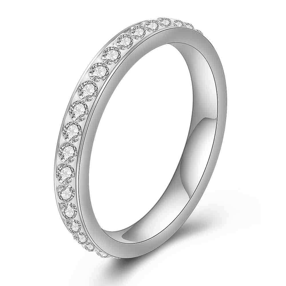 Damen Ring mit funkelndem Zirkonia-Besatz und eleganter Oberfläche Shop Nory