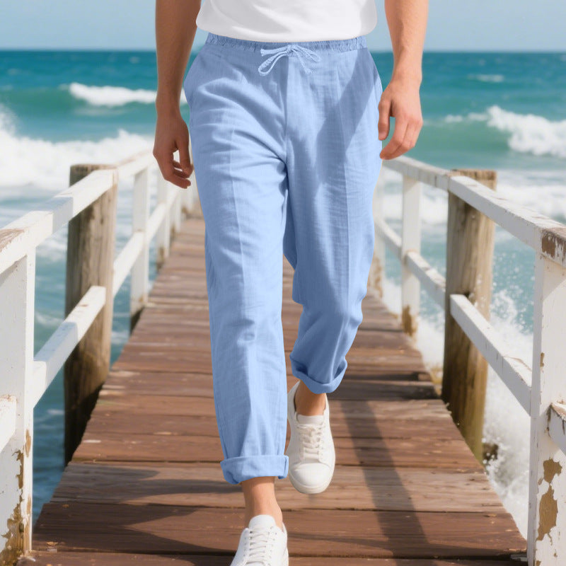 Herren bequeme Strandhose mit elastischem Bund und verstellbarem Kordelzug