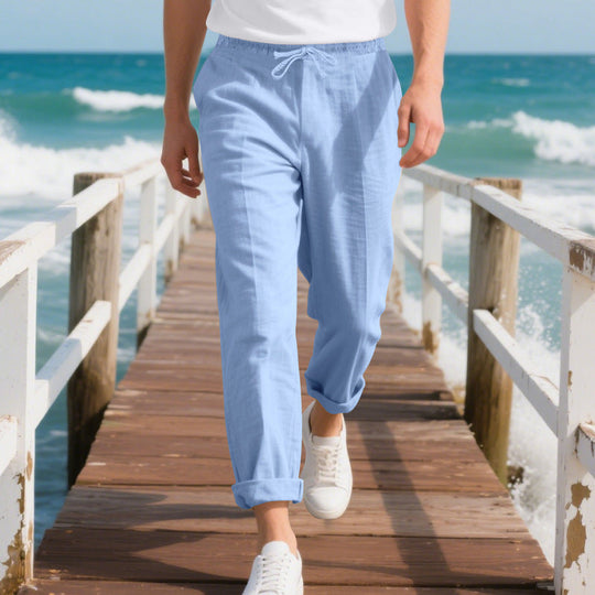 Herren bequeme Strandhose mit elastischem Bund und verstellbarem Kordelzug