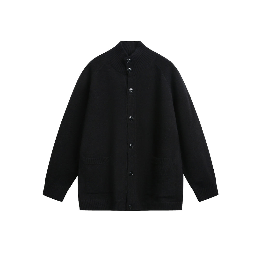 Unisex Cardiganjacke mit hohem Rippkragen, durchgehender Knopfleiste und Eingrifftaschen Shop Nory