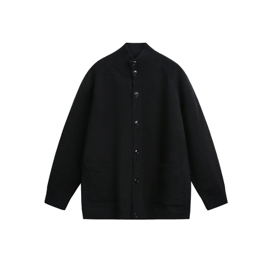 Unisex Cardiganjacke mit hohem Rippkragen, durchgehender Knopfleiste und Eingrifftaschen Shop Nory