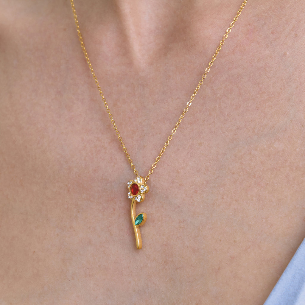 Damen Halskette mit floralen Anhängern und hochwertiger Edelstahlverarbeitung Shop Nory